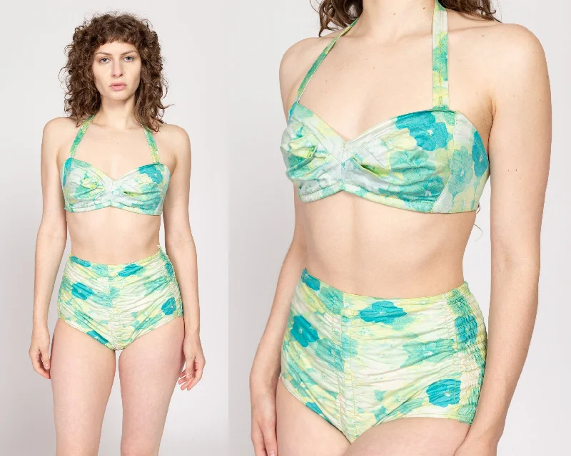 Sm-Med 1950s Cole Of California Floral Bikini Swimsuit