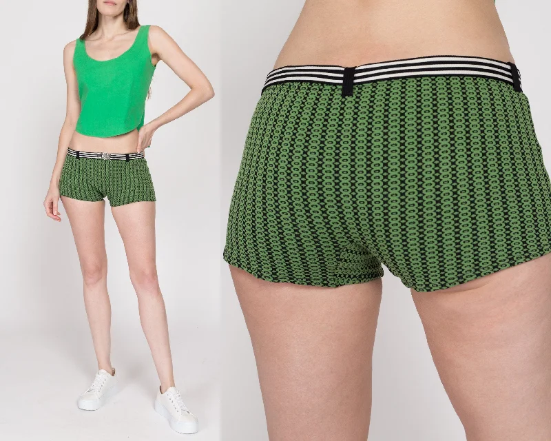 Small 70s Green & Black Anchor Belt Mini Swim Shorts