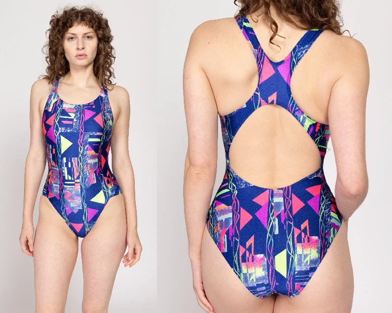 Small 90s Arena Geometric Print One Piece Swimsuit