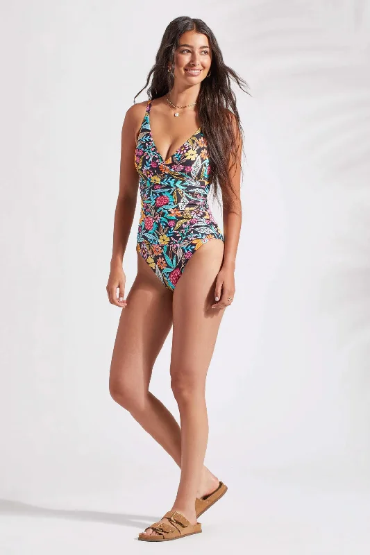 Tribal Flatten It Wrap Front One-Piece Swimsuit