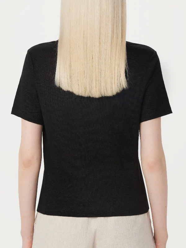 The Fluid Linen T-Shirt in Black