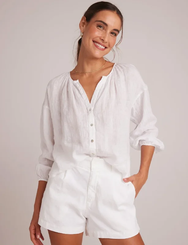 Shelle Shirred Neck Blouse, White