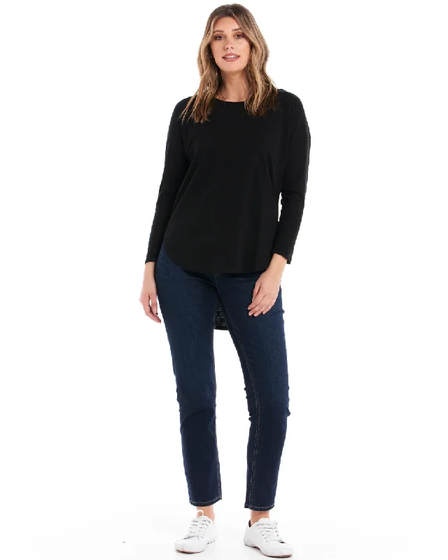 BETTY BASICS JESSIE LONG SLEEVE TEE BLACK