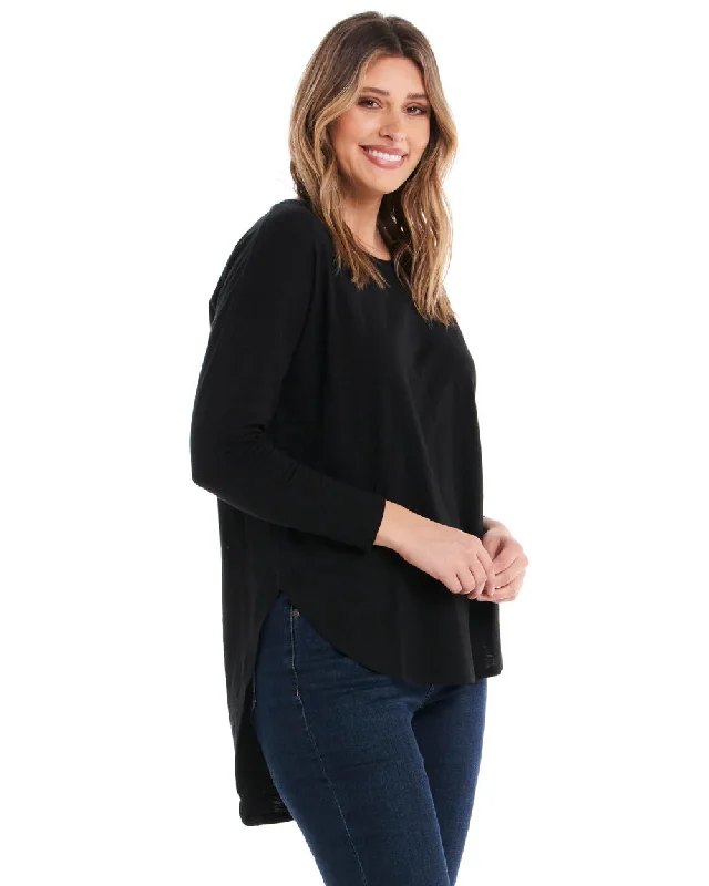 BETTY BASICS JESSIE LONG SLEEVE TEE BLACK