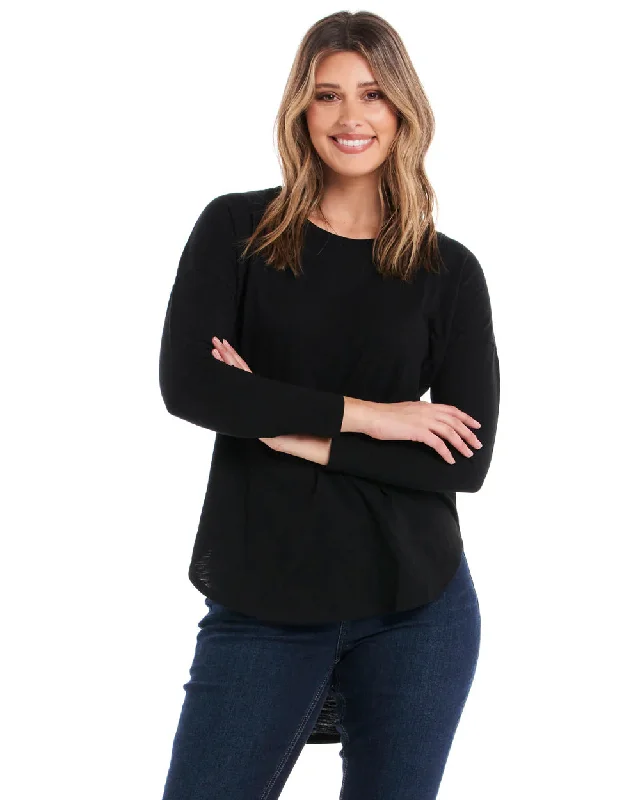 BETTY BASICS JESSIE LONG SLEEVE TEE BLACK