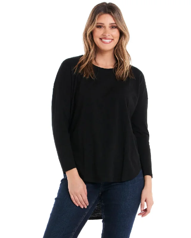 BETTY BASICS JESSIE LONG SLEEVE TEE BLACK