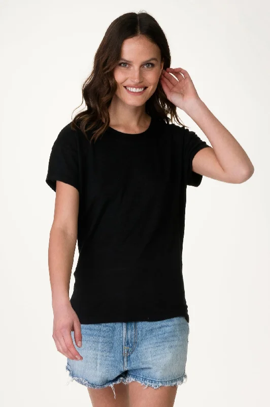 Black Linen Boy Crew Neck Tee