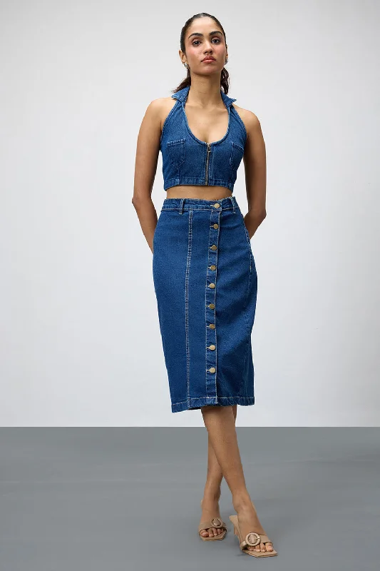 Blue Abyss Denim Cropped Top