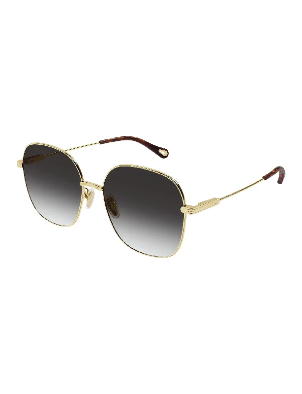 Gradient Square Sunglasses, Gold/Grey