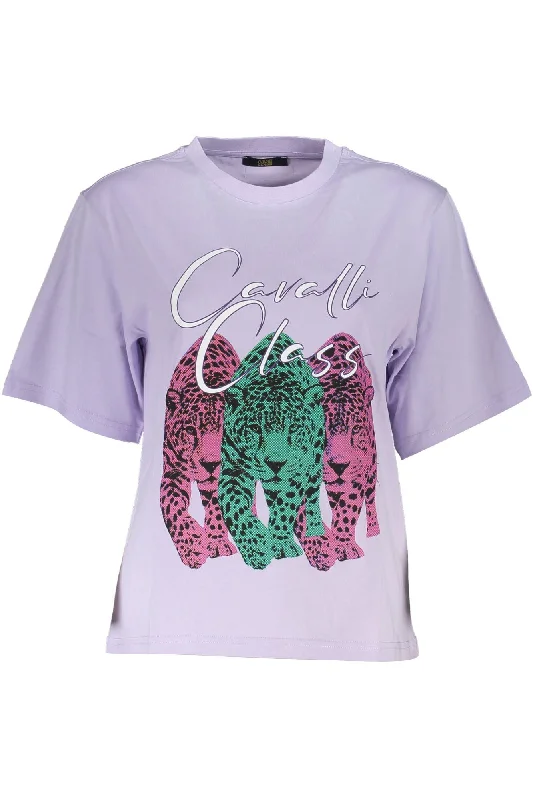 Elegant Purple Slim Fit Tee with Chic Print