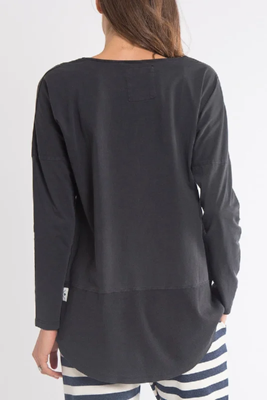 Elm - Fundamental Long Sleeve Rib Tee - Washed Black