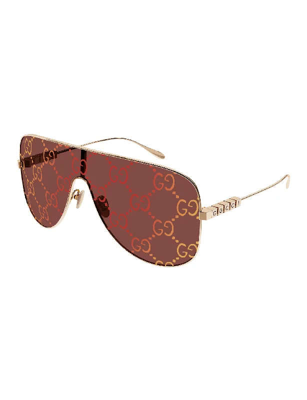 Flash Letter Logo Sunglasses, Gold/Red