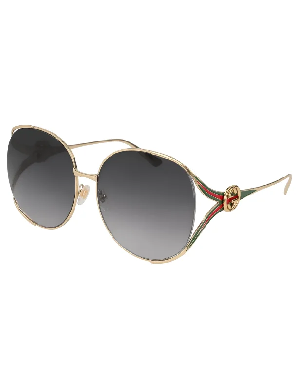 Oval GG Sunglasses, Gold/Grey