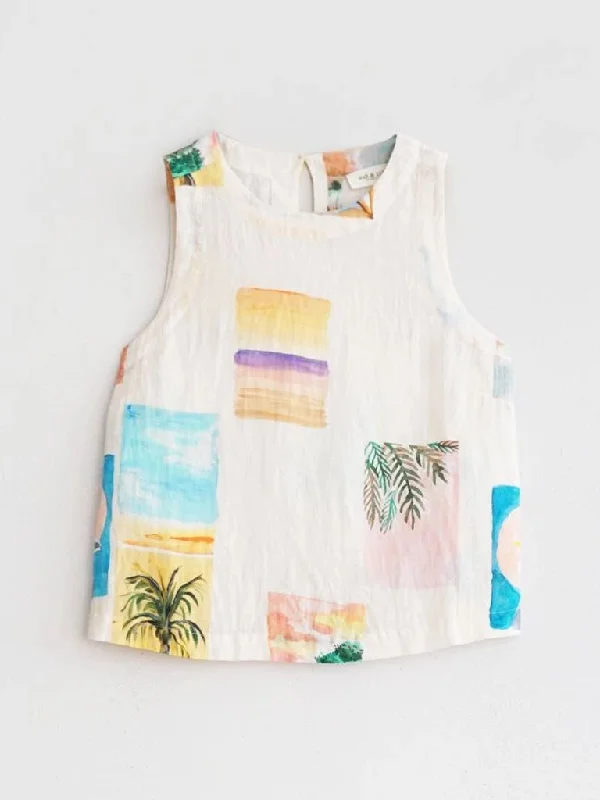 Indi & Cold Landscape Linen Top in Multi