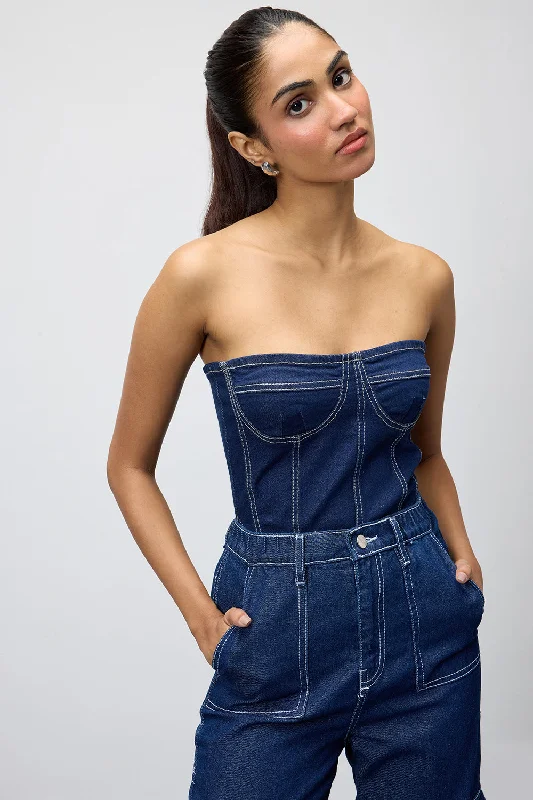 Indigo Blue Bodysuit Tube Top