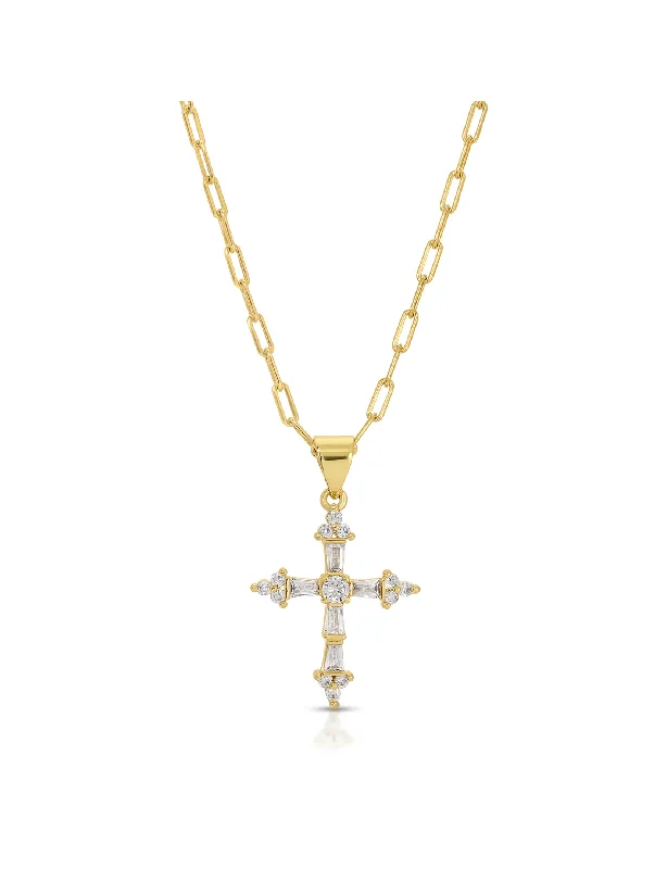 Princess Cross Necklace, Gold