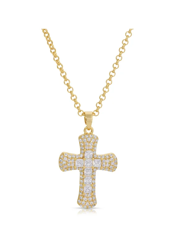 Donatella Cross Necklace, White