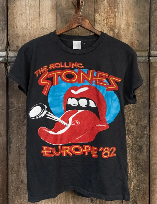 Rolling Stones Europe 82' Crew Tee, Coal