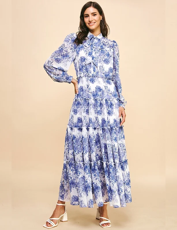 Penelope Tiered Maxi Dress, Blue