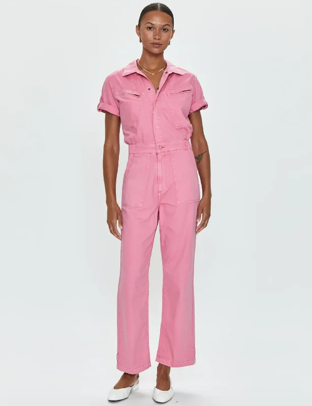 Campbell Aviator Jumpsuit, Peony Pink