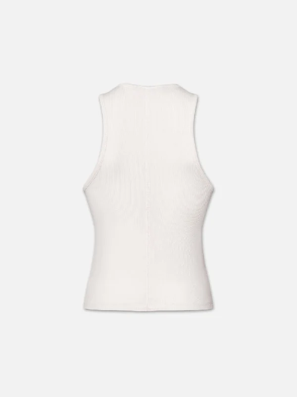 Rib Scoop Neck Tank -- White