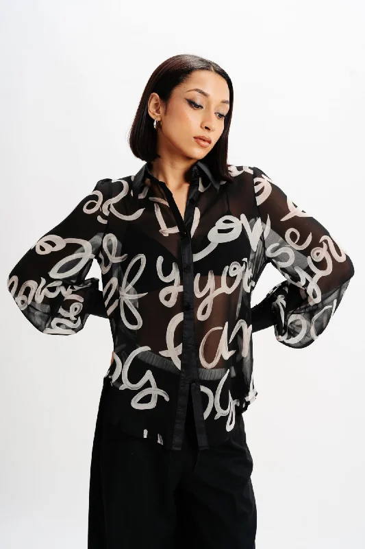 Scribble Black Sheer Shirt