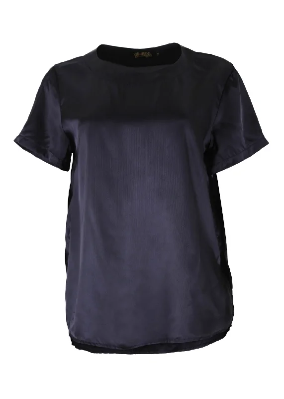 Lavender Fields Top Navy in Satin Twill