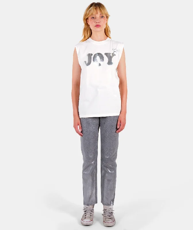 Tee shirt biker dirty white ""JOY SS24""