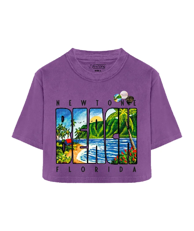 Tee shirt crooper purple ""BEACH""