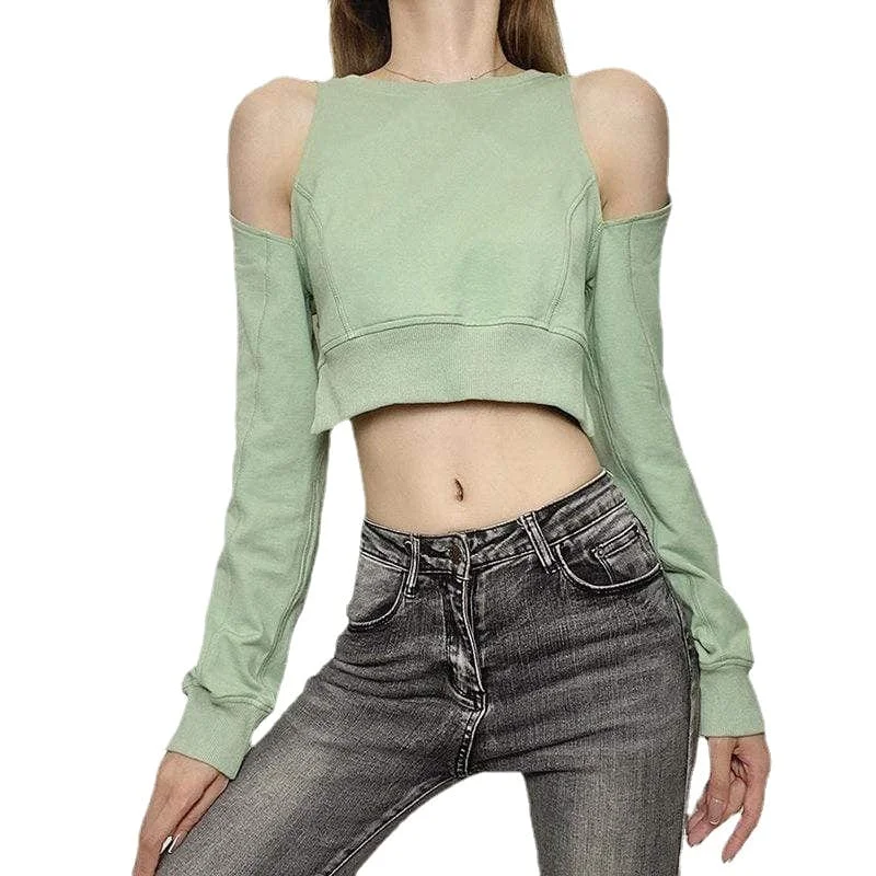 Women's Punk Off Shoulder Irregular Long Sleeved T-shirt