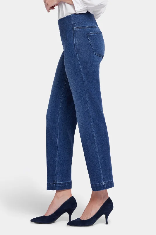 Bailey Relaxed Straight Ankle Pull-On Jeans - Mission Blue