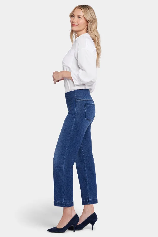 Bailey Relaxed Straight Ankle Pull-On Jeans - Mission Blue