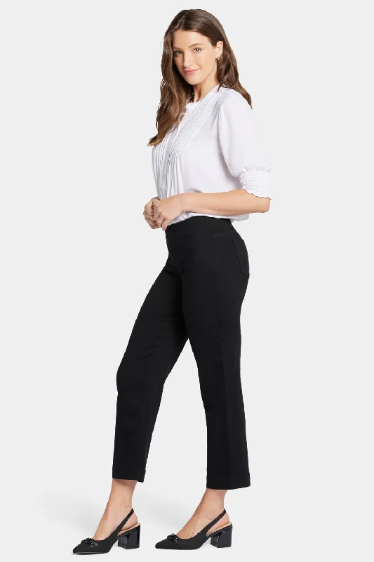 Bailey Relaxed Straight Ankle Pull-On Jeans - Overdye Black