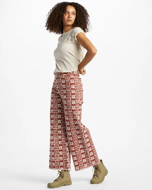 Free Fall Print Wide Leg Pants - Deep Sienna