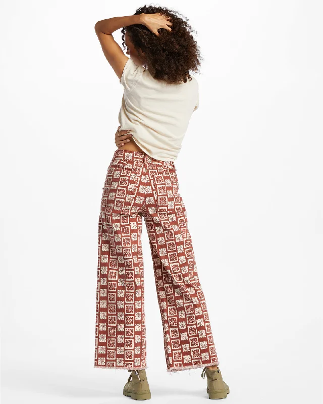 Free Fall Print Wide Leg Pants - Deep Sienna