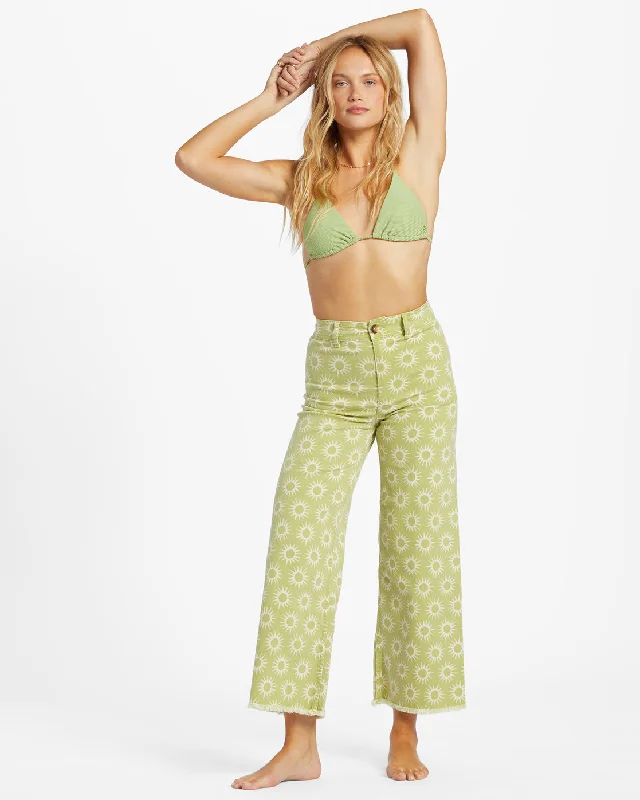 Free Fall Print Wide Leg Pants - Green Eyes