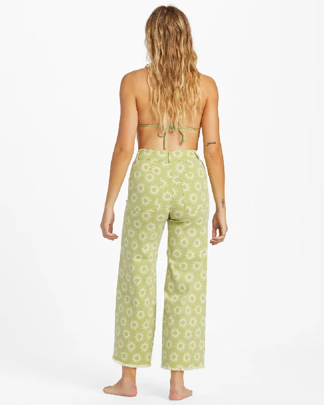 Free Fall Print Wide Leg Pants - Green Eyes