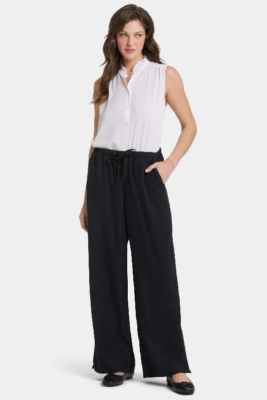 Jayne Wide Leg Pull-On Pants - Overdye Black