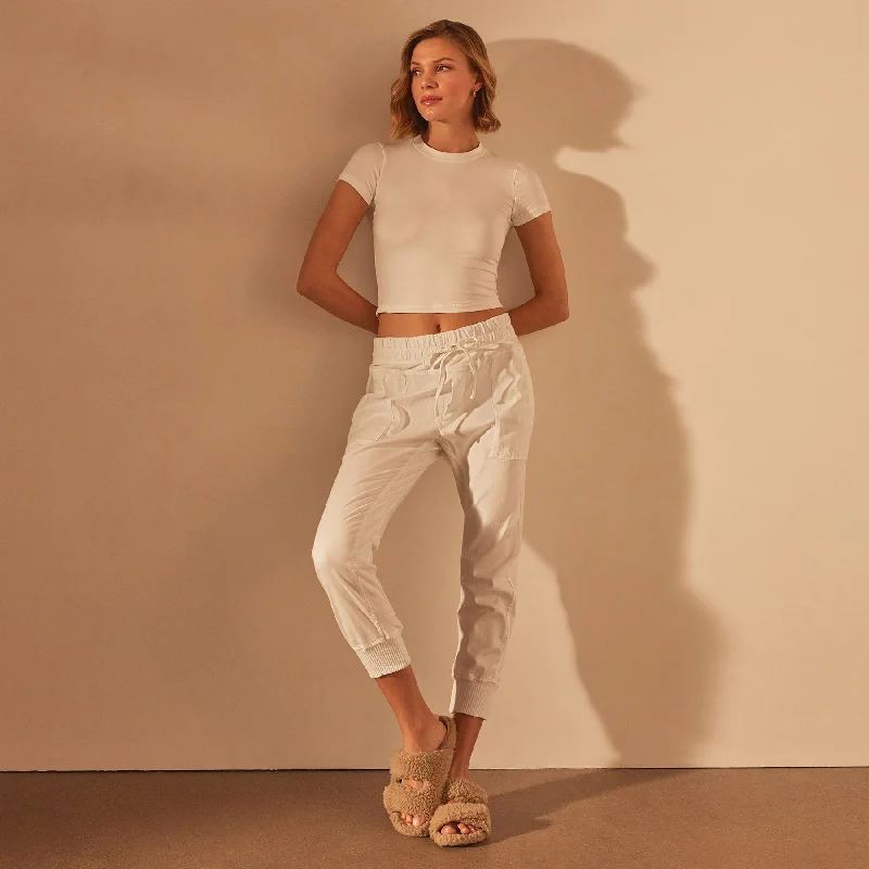 Mixed Media Pant - White