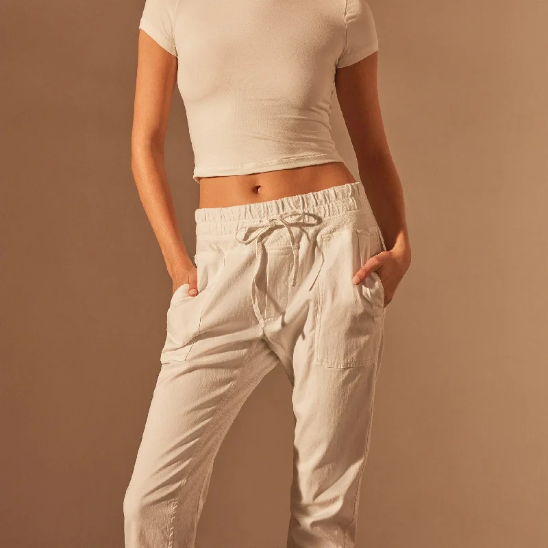 Mixed Media Pant - White