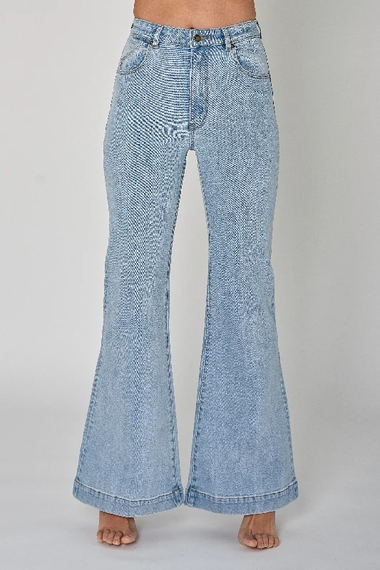 ROLLAS Womens Eastcoast Denim Flares - Cloud Blue Organic