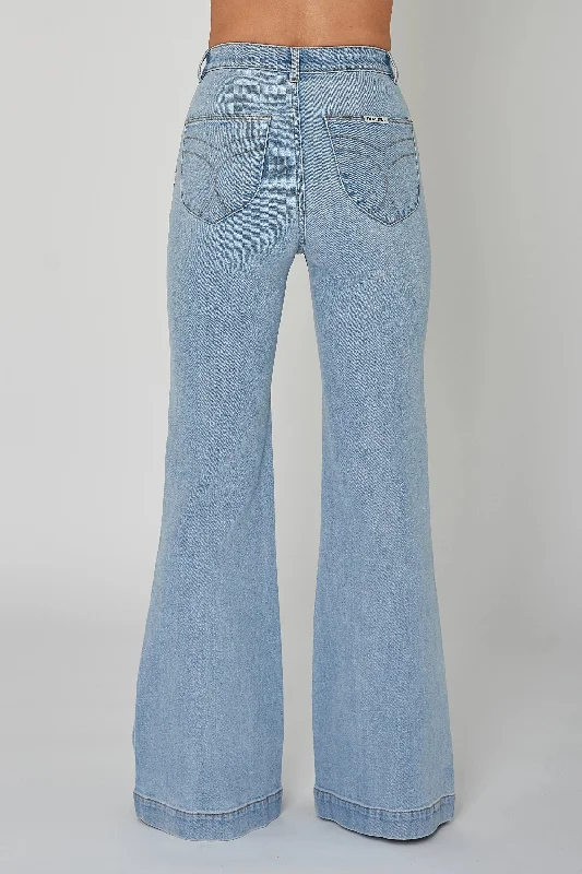 ROLLAS Womens Eastcoast Denim Flares - Cloud Blue Organic