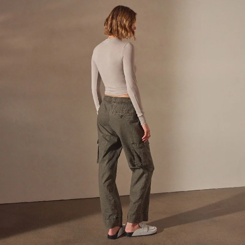 Seersucker Cargo Pant - Army Green Pigment