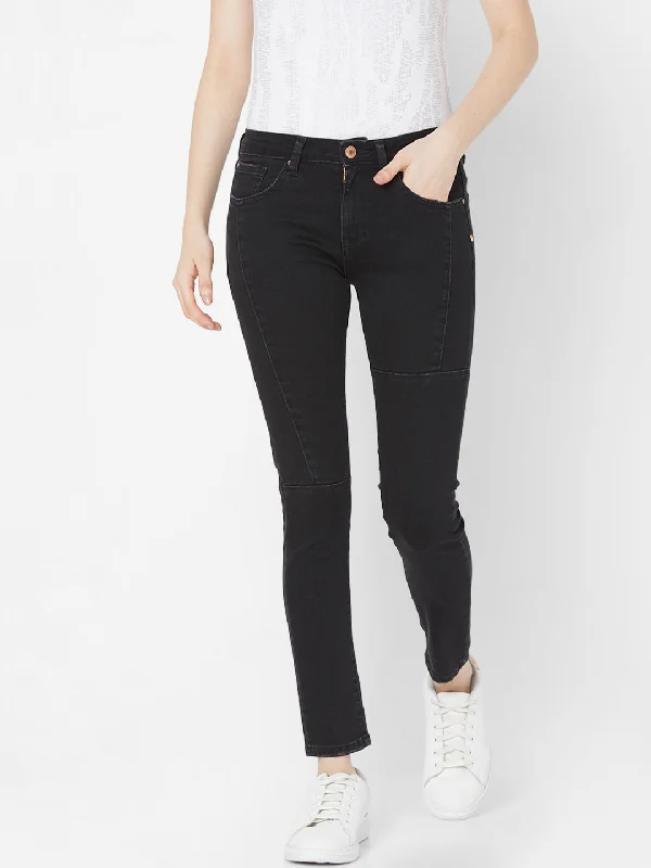 Spykar Women Black Cotton Skinny Fit Regular Length Jeans (Ynr)