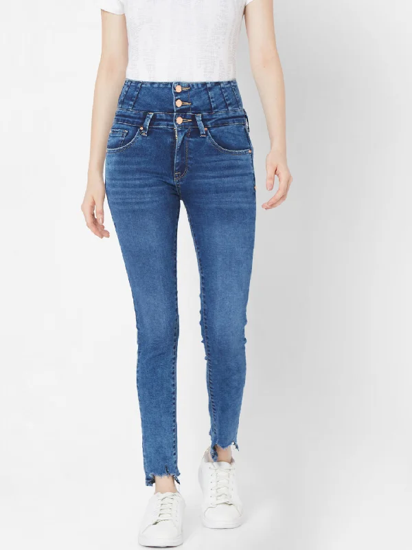 Spykar Women Mid Blue Solid Skinny Mid-Rise Jeans (Alicia)